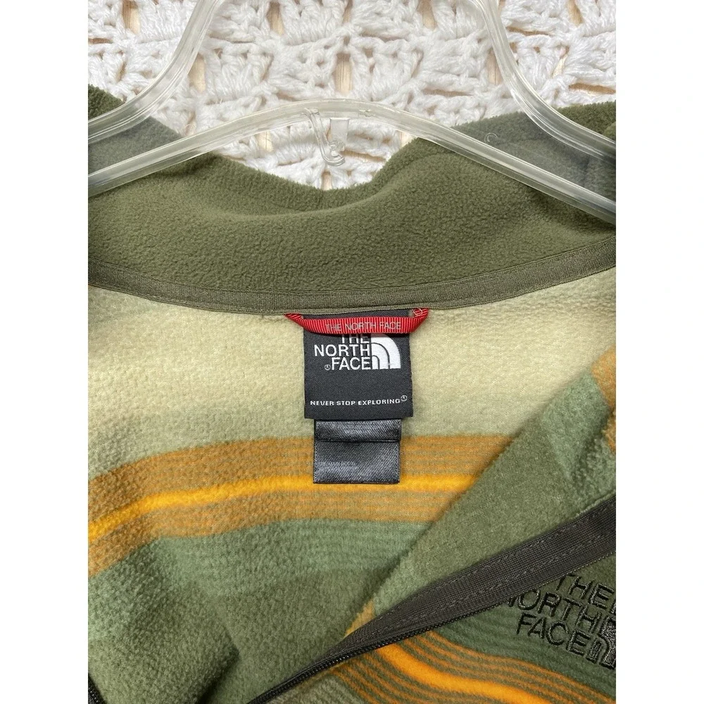 The North Face Fleece 1/4 Zip Pullover Mens M Long Sleeve Striped Green Oran